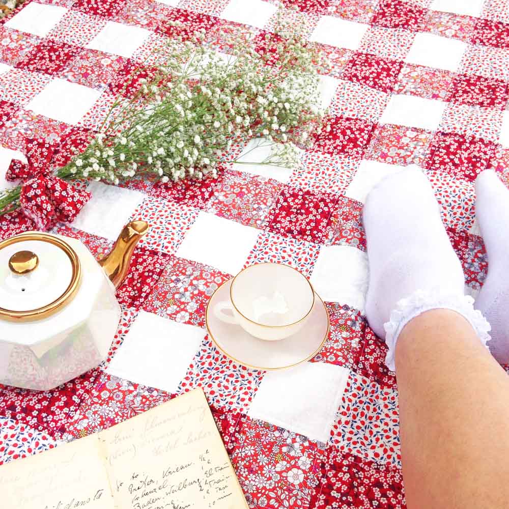 Pink and Red Gingham Patchwork Quilt Kit - Image 4