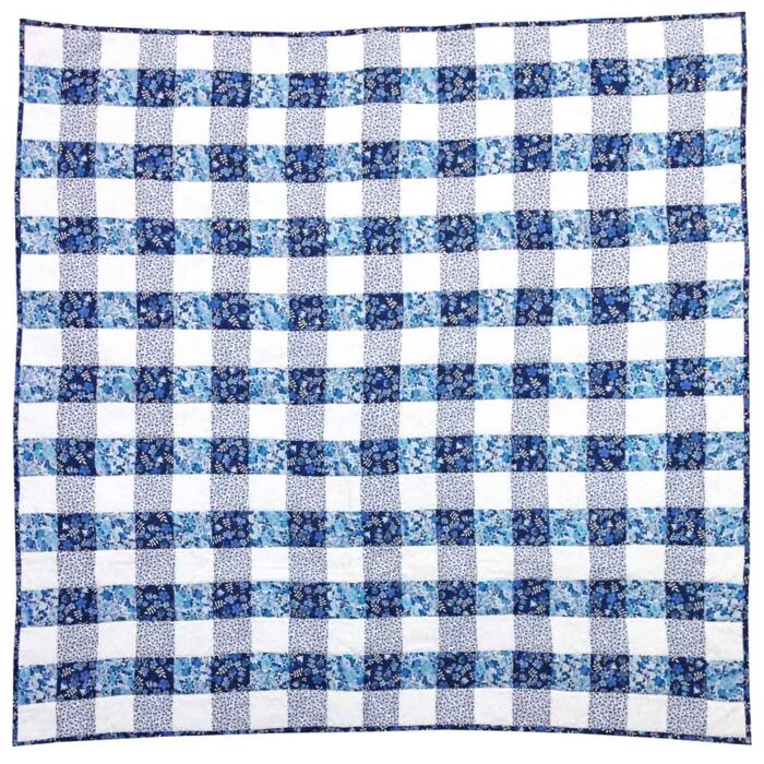 Blue Gingham Patchwork Quilt Kit